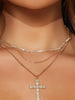 Multi-Layer Zircon Cross Pendant Necklace