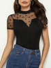 Mesh Polka Dot Mock Neck Top