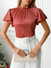 Mock Neck Flutter Sleeve Blouse