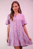 VERY J Mineral Washed Baby Bell Sleeve Woven Mini Dress