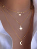 Triple Layer Star Moon Pendant Necklace